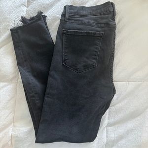 Frame frayed hem charcoal jeans